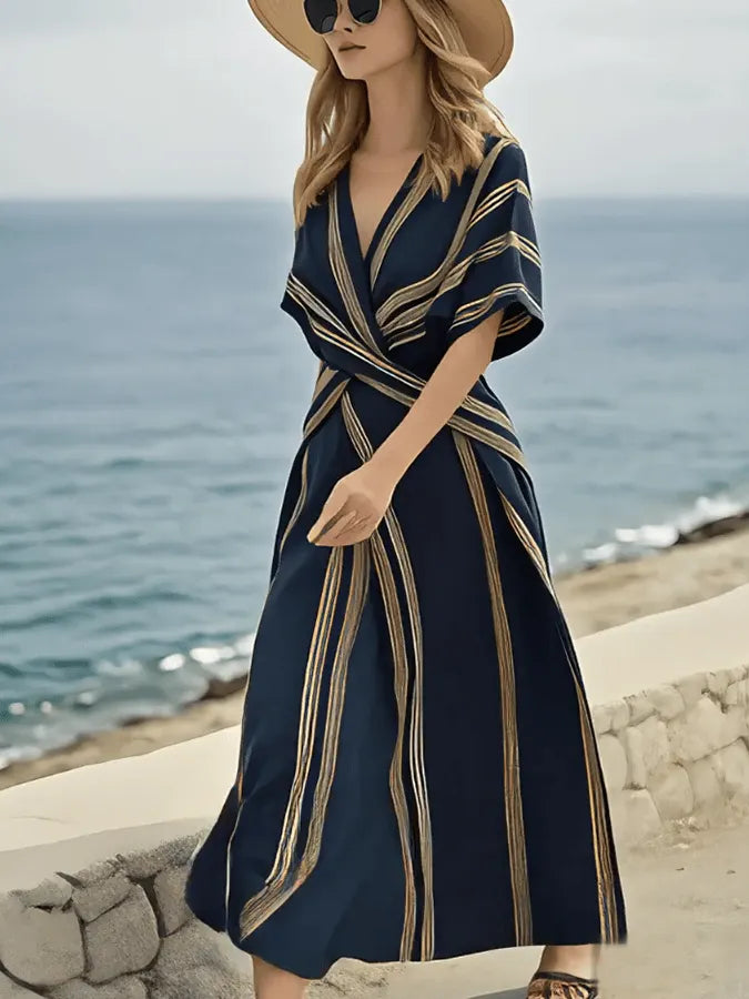 Women'S Loose Striped Print Dress