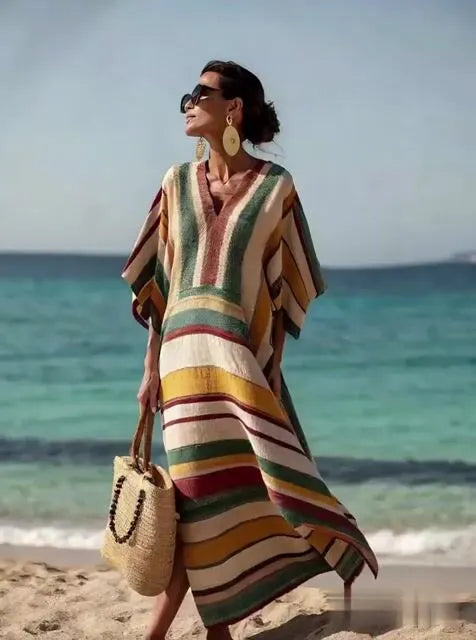 Women'S Loose Striped Print Dress