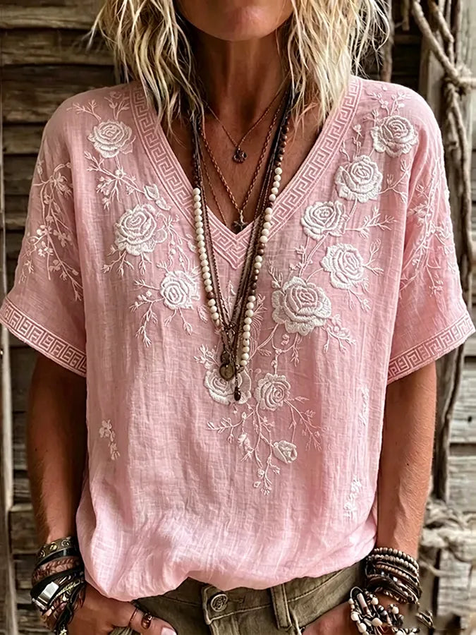 Women's floral print V-neck top