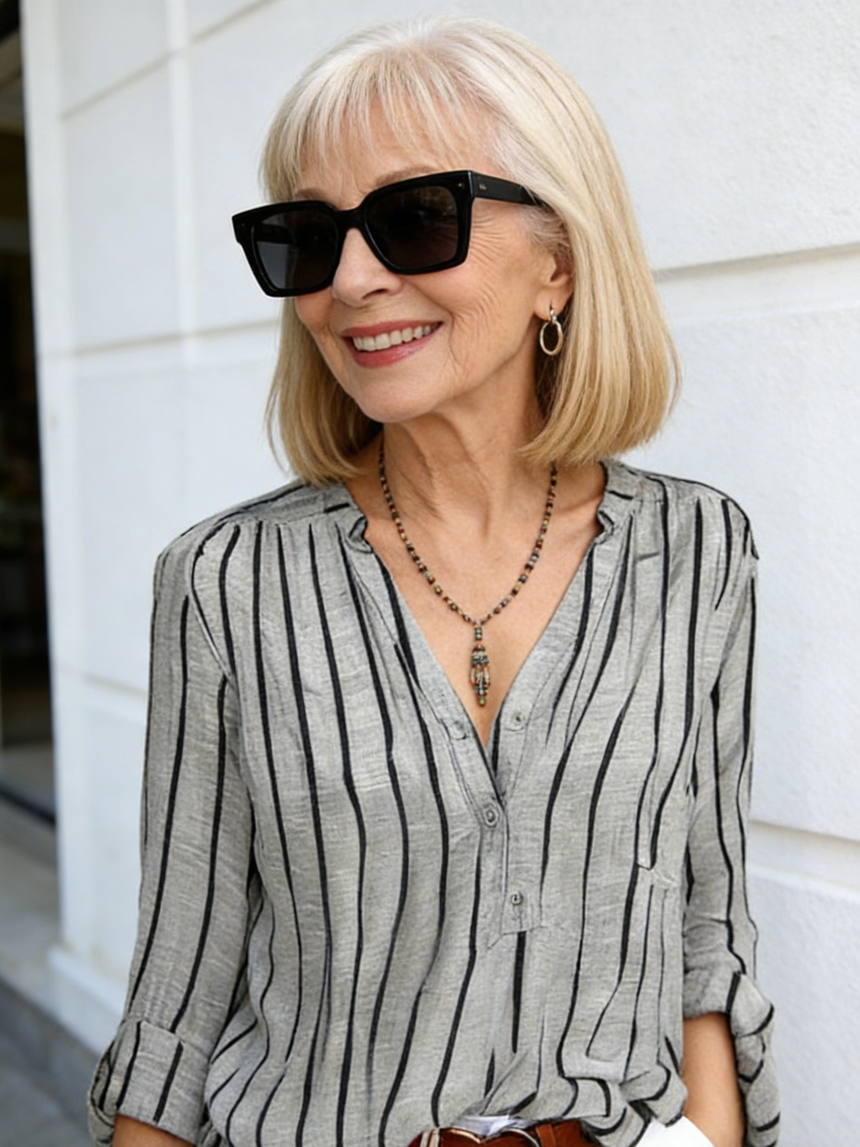 Simple Fashion Printed Striped Shirt Shirt Women