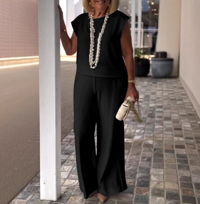 Two-piece Set Sleeveless Casual Elastic Daily Set