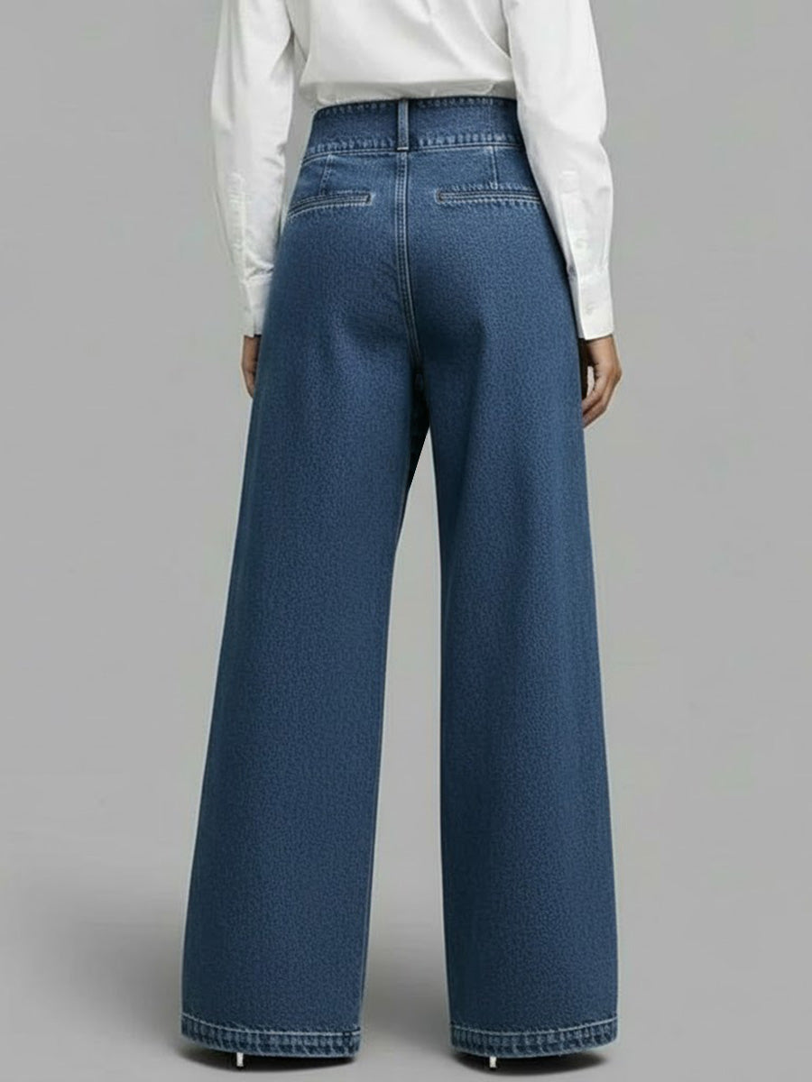 Women's High‐Waisted Relaxed Wide‐Leg Denim Jeans — Everyday Comfort