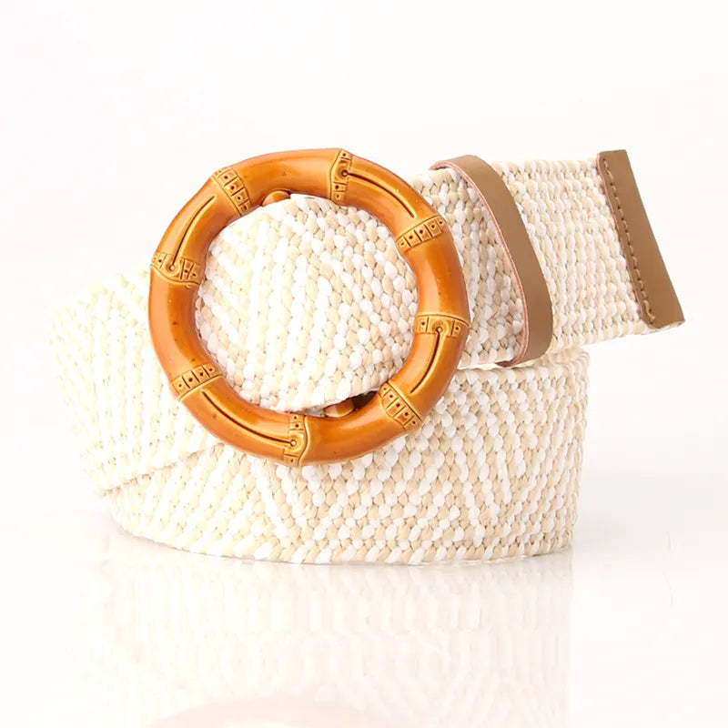 Woven Belt Wide Straw Waist Seal