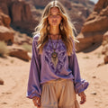 Women's Vintage Embroidered Long Sleeve Top