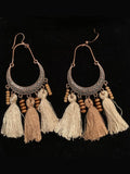 Women's Three-Color Tassel Earrings Wooden Beads Long