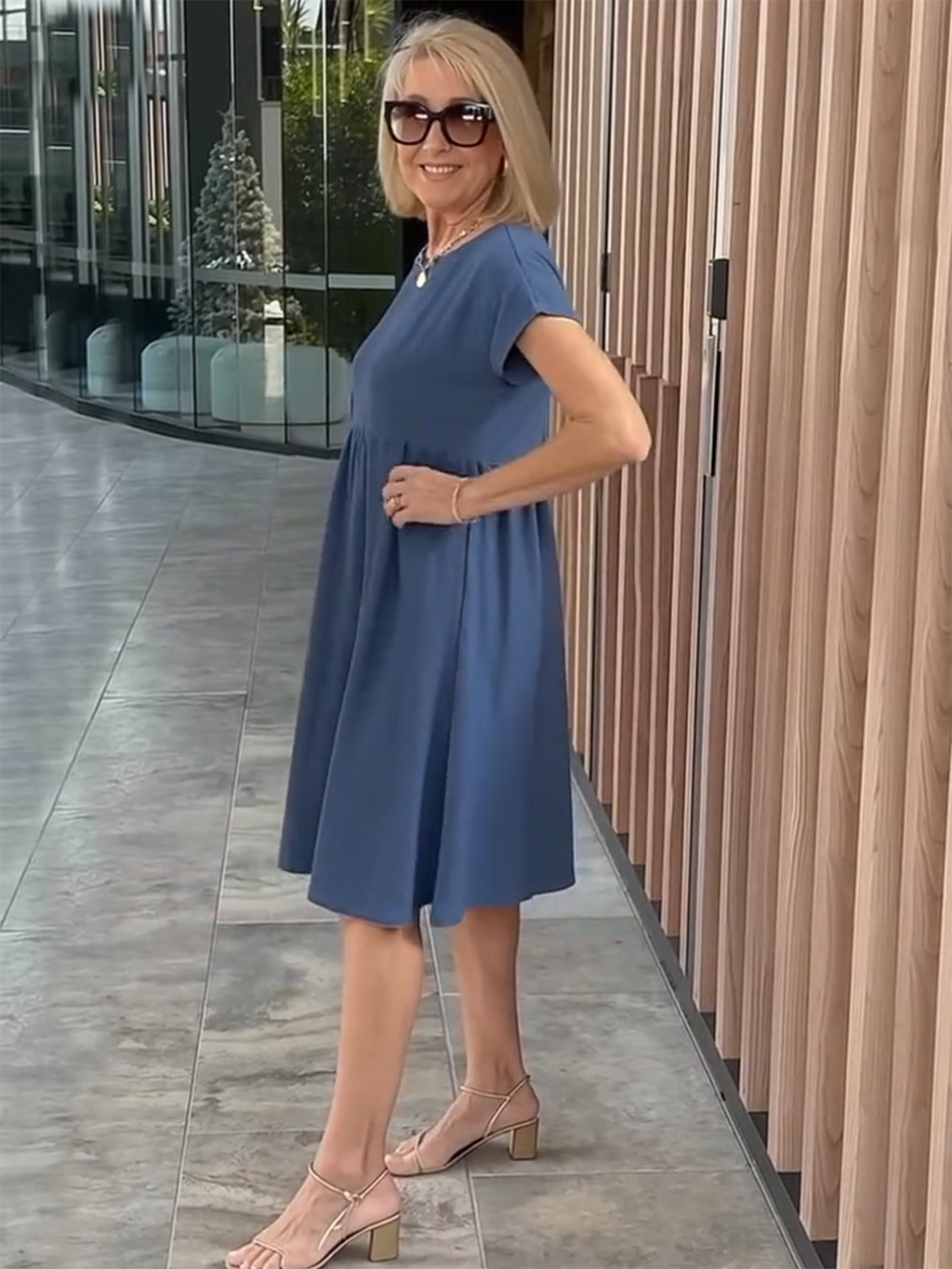 Cotton and Linen A-shaped Skirt Pocket Dress