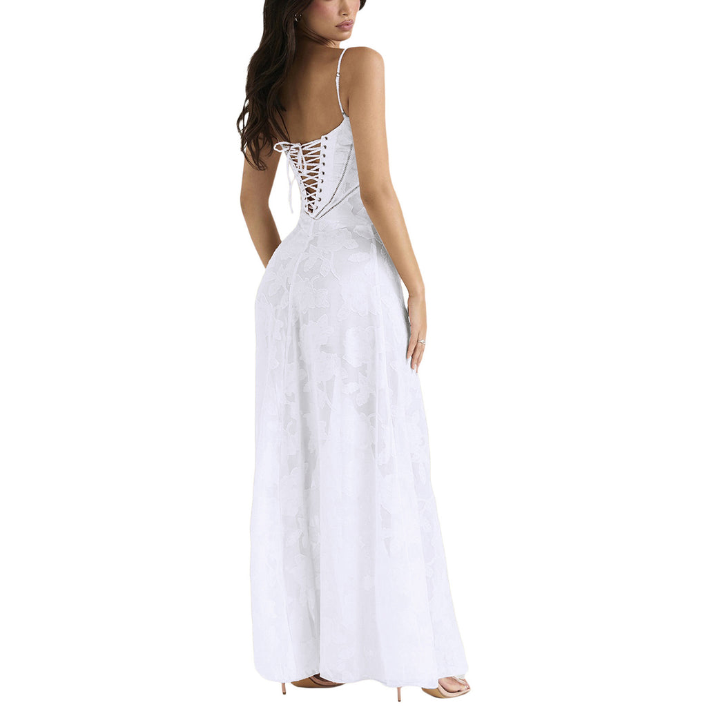 Women's Fashion Tube Top Word Collar Evening Dress