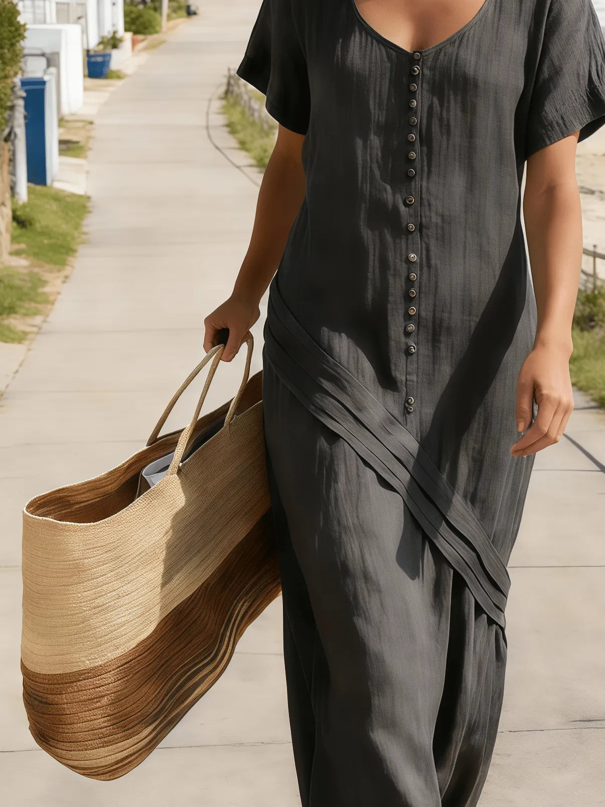 Women's V-Neck Short-Sleeved Dress
