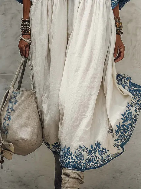 Retro Floral Print Cozy Vacation Dress