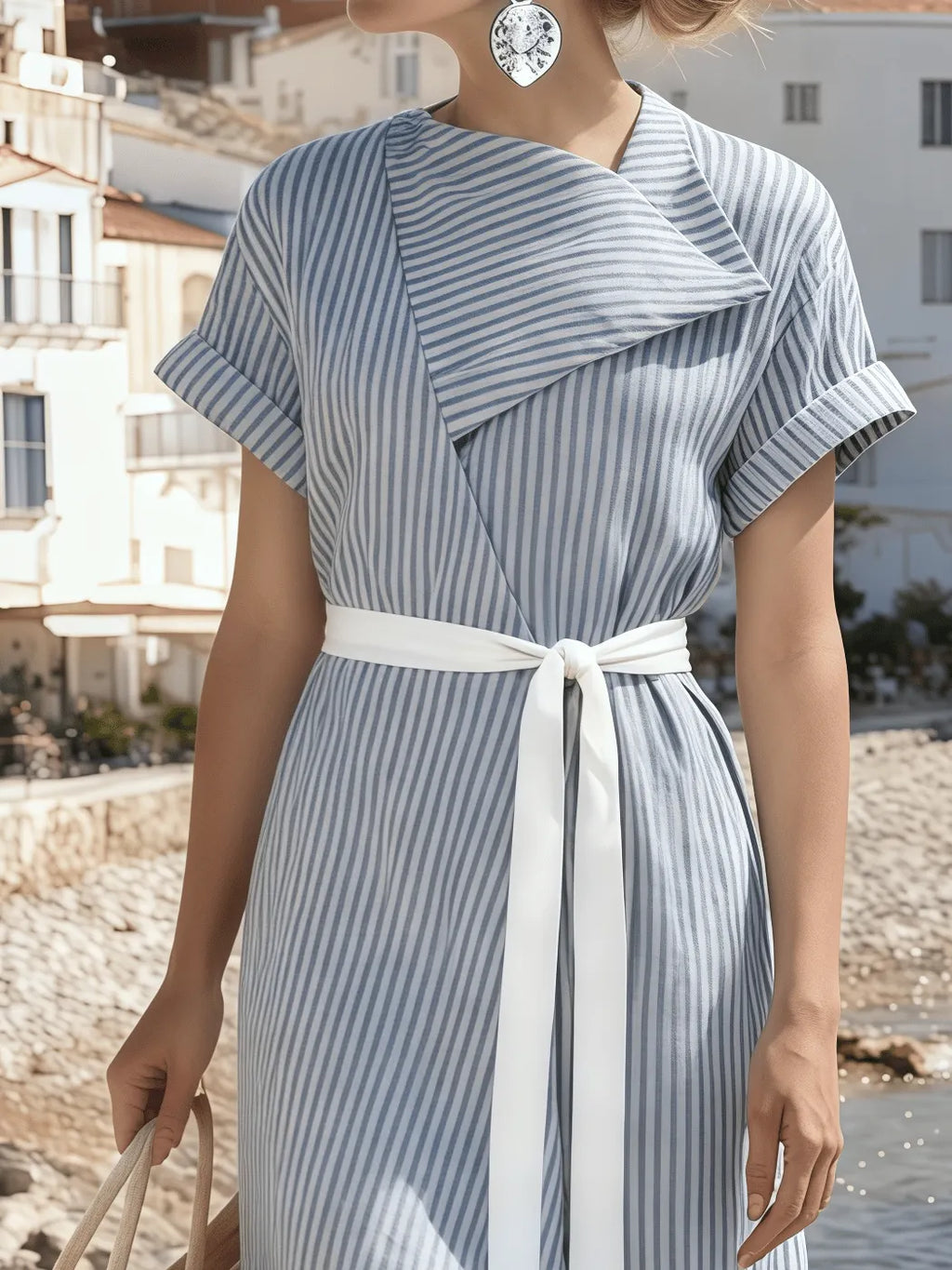 Women's Striped Short-Sleeved Casual Dress
