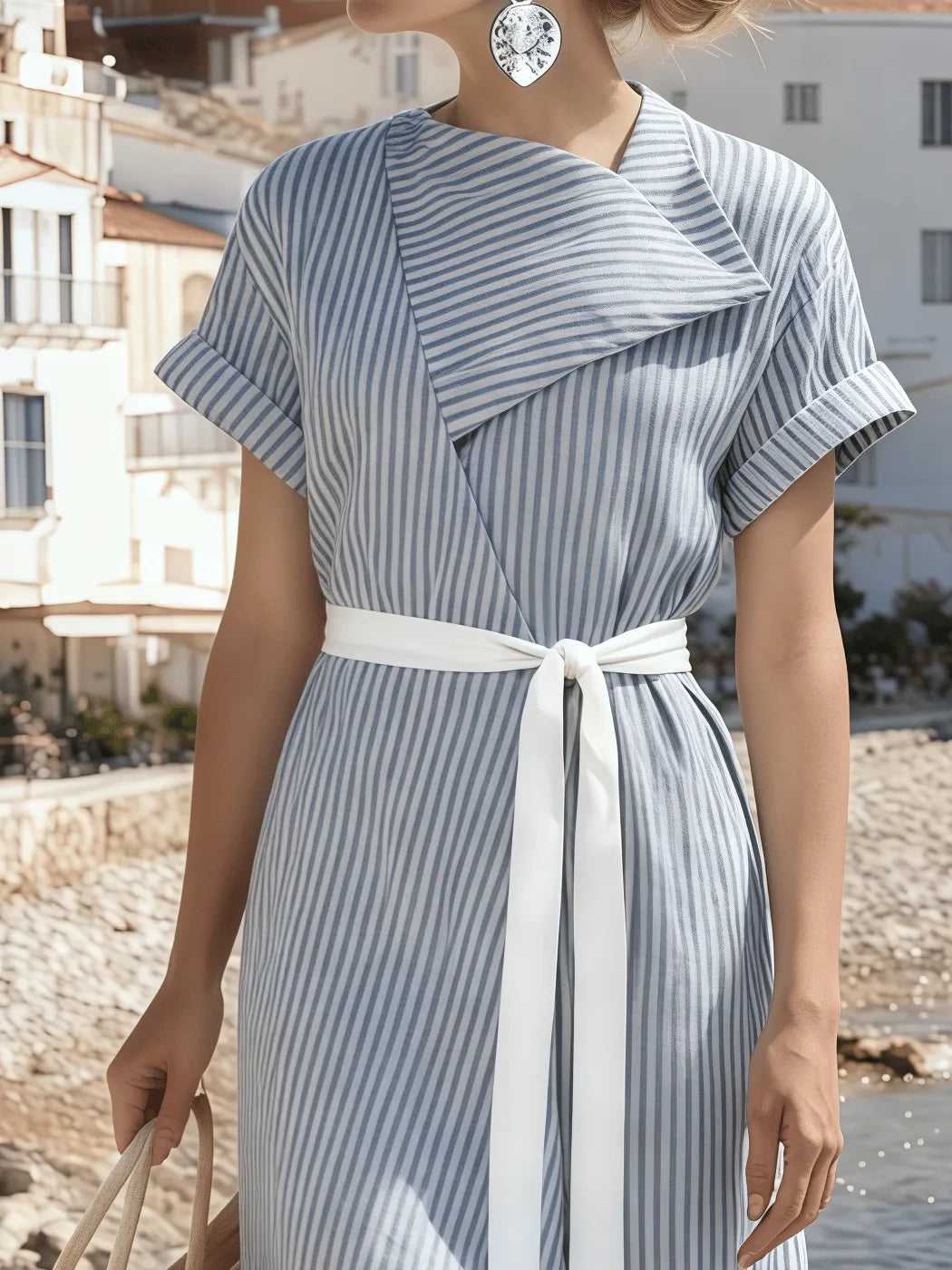 Women's Striped Short-Sleeved Casual Dress