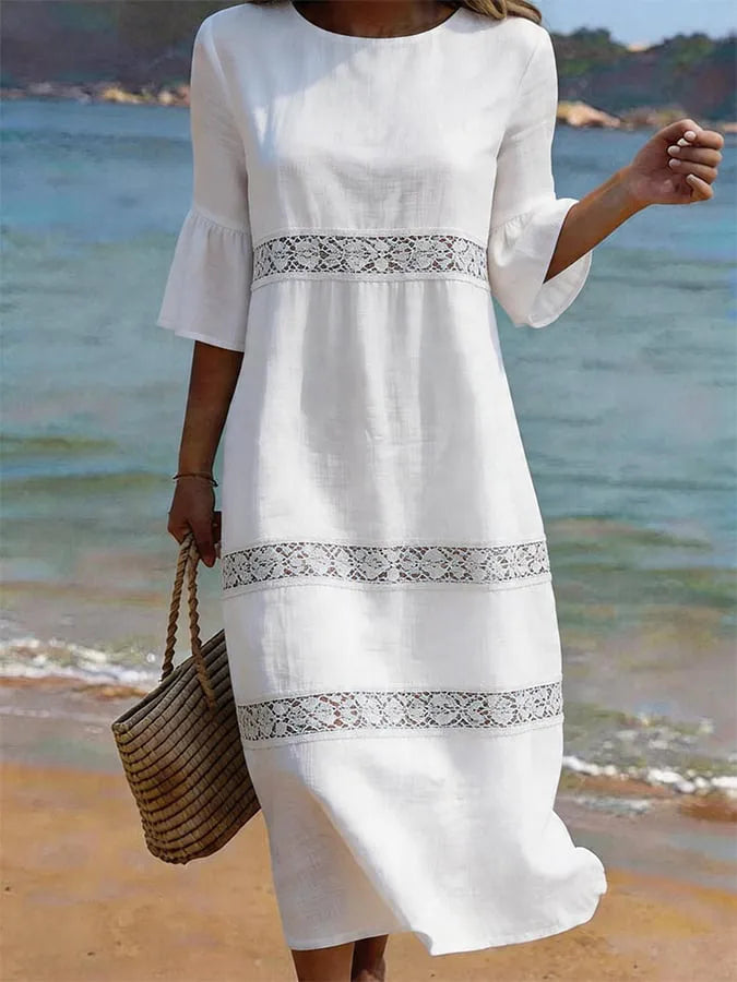 Women's casual lace patchwork dress