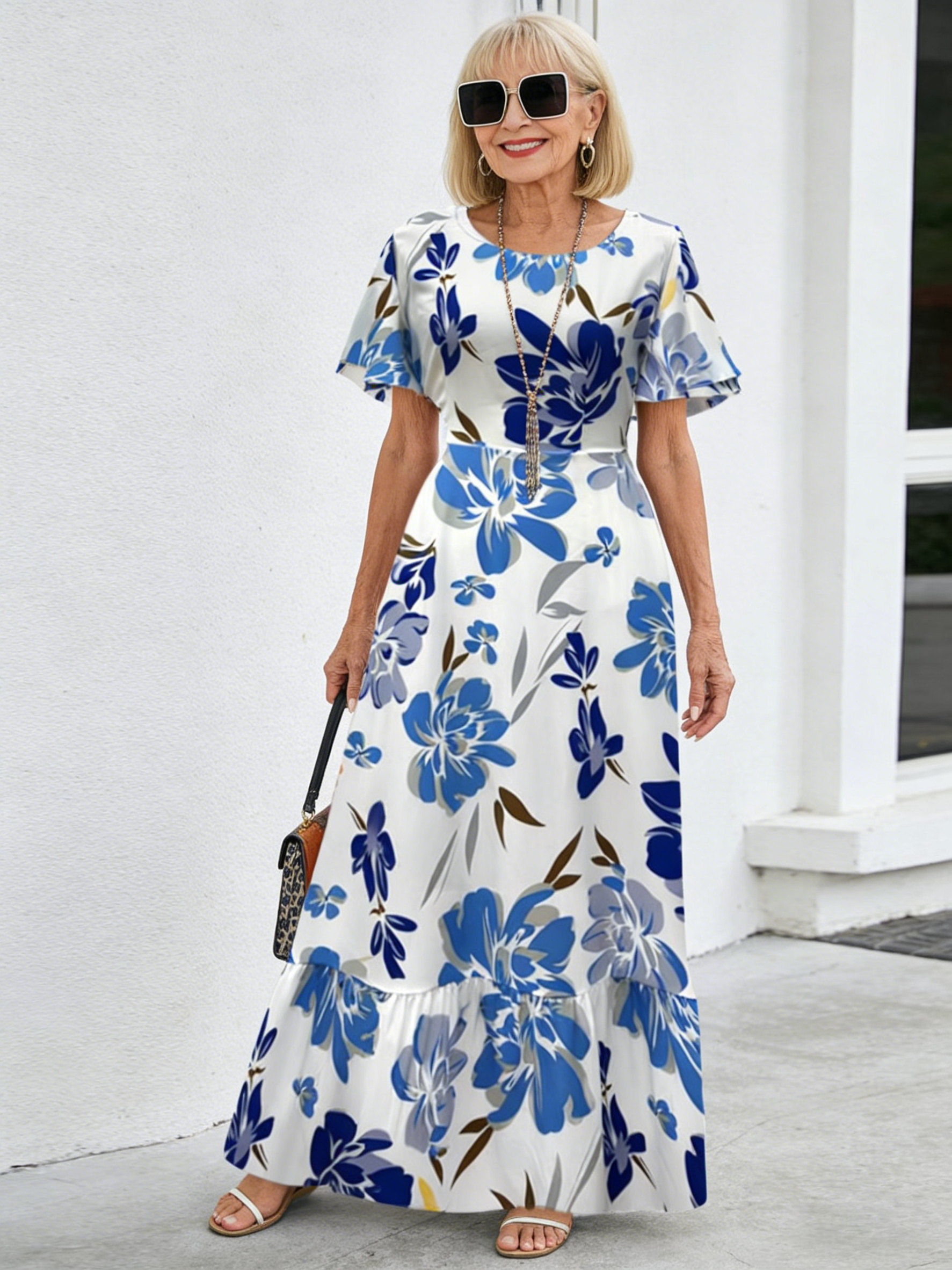 Boho Floral Art Print Elegant Dress