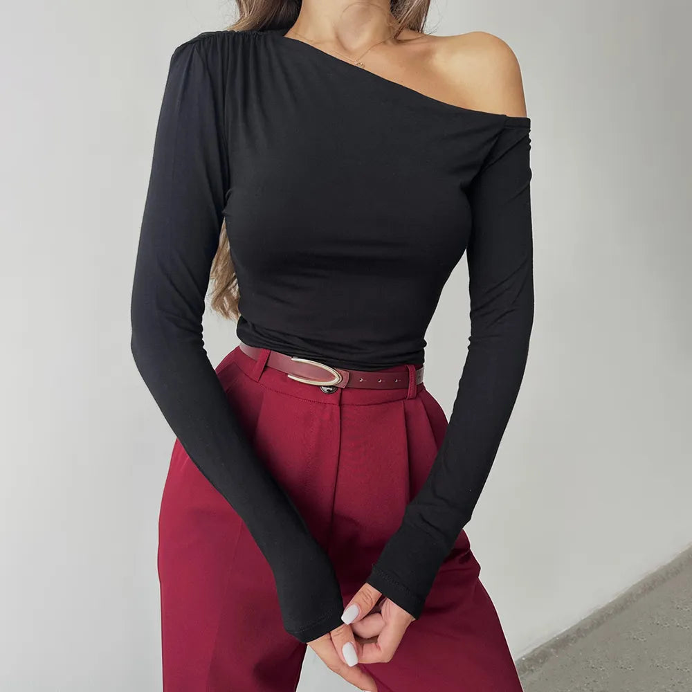 Women's Solid Color Casual Long Sleeve Bottoming Shirt