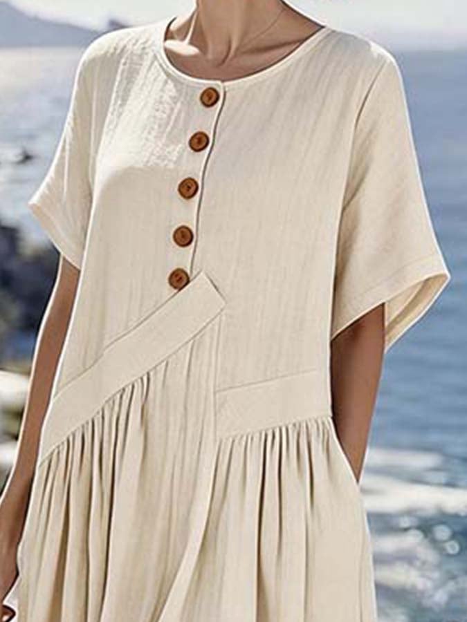 Women'S Casual Loose Pleated Dress