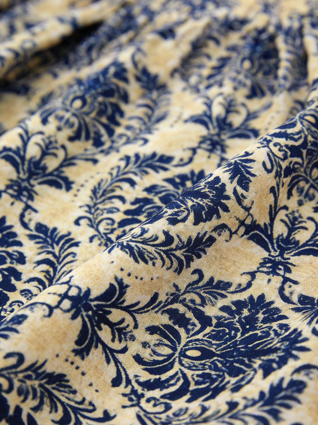 Vintage Print Dress Fashionable and Elegant V-neck Short-sleeved Dress Long Dress Women's Clothing