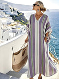 Women'S Casual Color-Block Striped Dress
