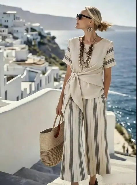 Women'S Casual Striped Pants Suit