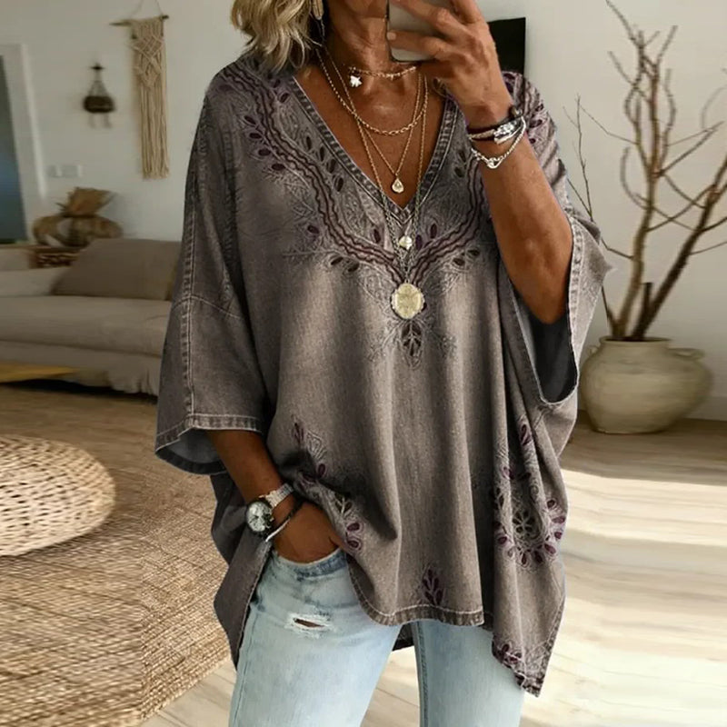 Women's Ethnic Floral Print Casual Top