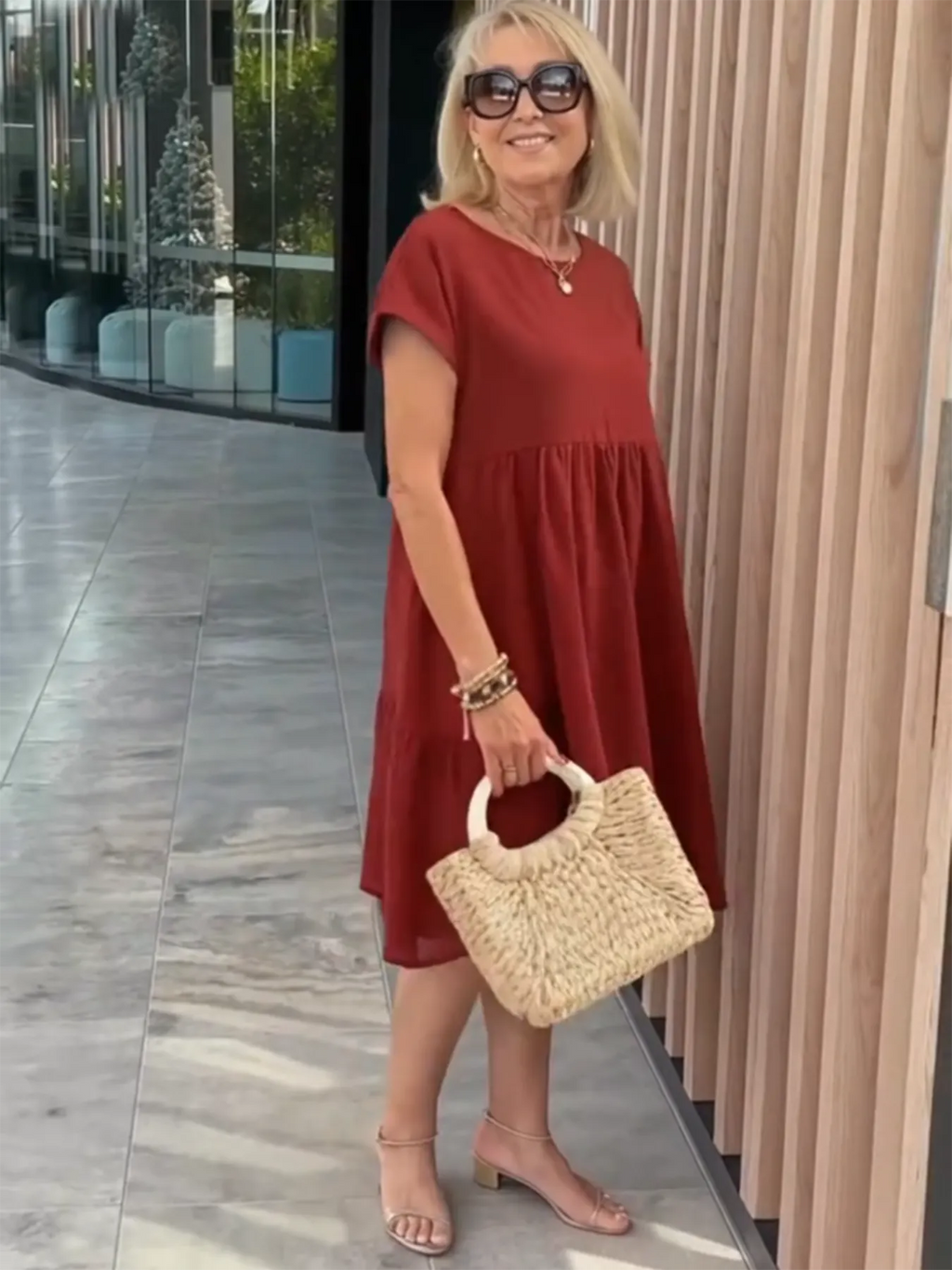 Cotton and Linen A-shaped Skirt Pocket Dress