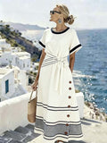 Women'S Casual Color-Block Striped Dress