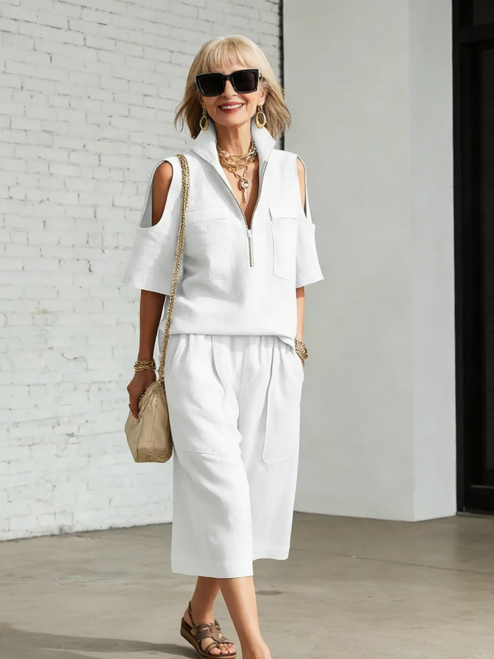 2Pcs Women's Short Sleeve Shorts Shirt Loose Pants Two-piece Set