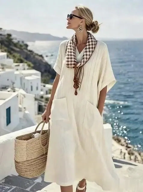 Women'S Casual Contrast Tassel Dress