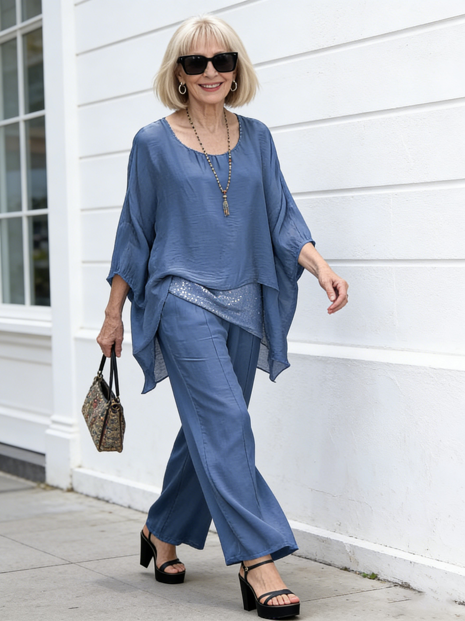 2Pcs Fashion, Shoulder Short Sleeve Pants Casual Suit