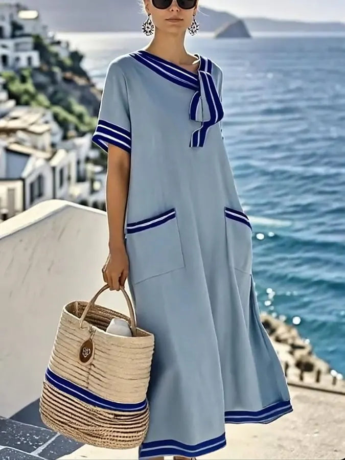 Women'S Loose Striped Print Dress