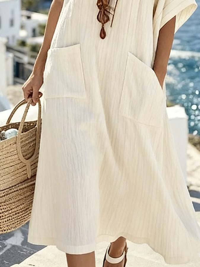 Women'S Casual Contrast Tassel Dress