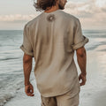 Casual Linen Shirt With Embroidered Back Design