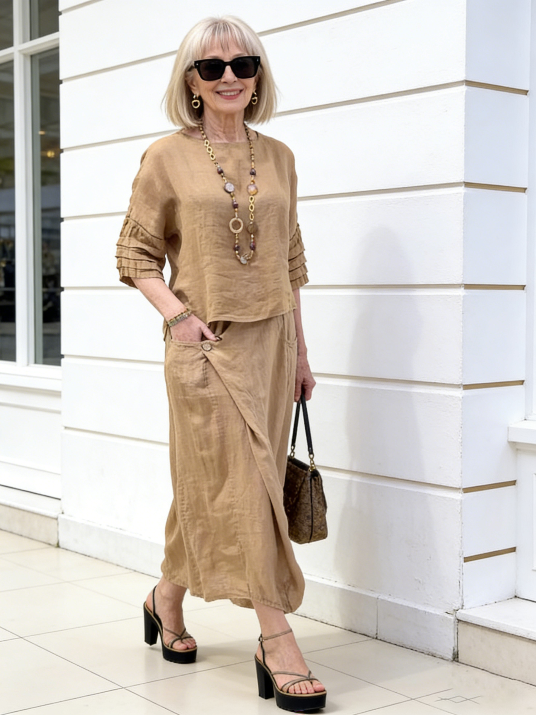 2Pcs Casual Solid Color Loose Skirt Two-piece Set