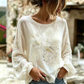Classy Japanese Cranes & Flowers Flowy Linen Tunic
