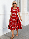 Classic Polka Dot Dress Female Slim Slim Slim Dress Red Polka Dot Big Swing Dress