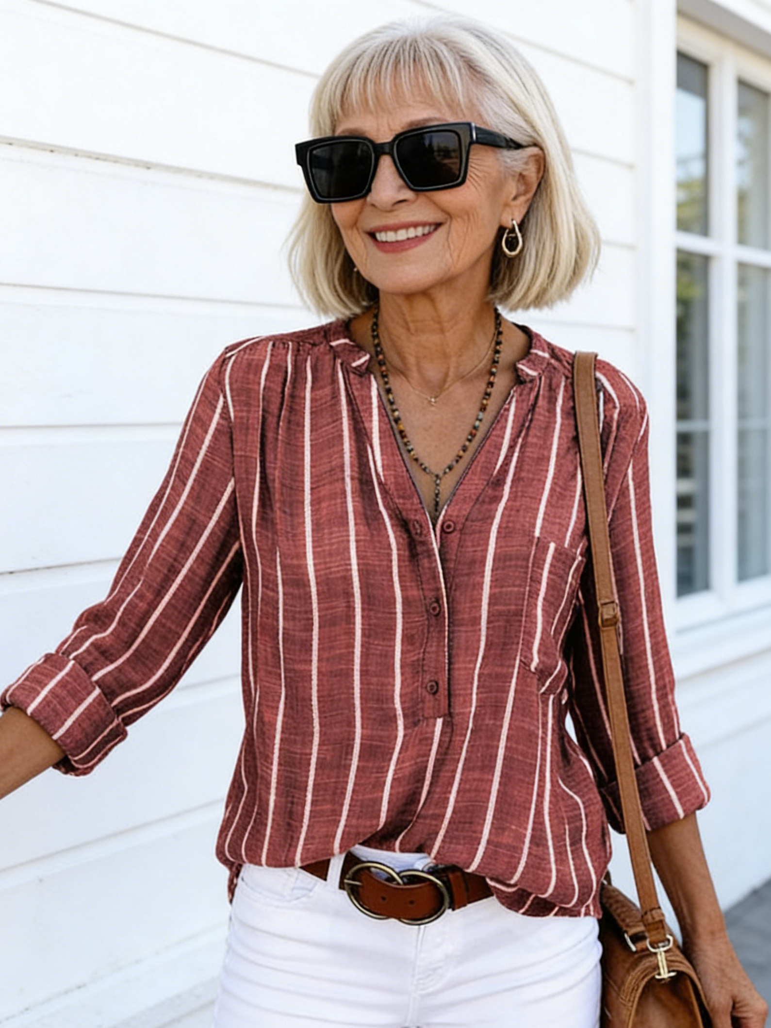 Simple Fashion Printed Striped Shirt Shirt Women