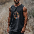 Men's Casual Retro Cotton And Linen Embroidered Vest Tops