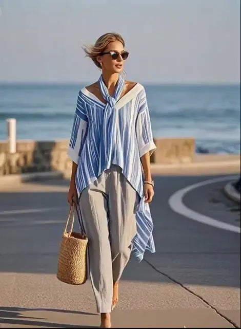 Women'S Loose Striped Pants Suit