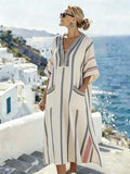 Women'S Casual Color-Block Striped Dress
