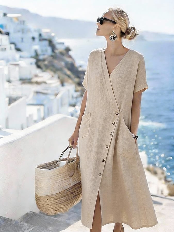 Women'S Casual Solid Color  Dress