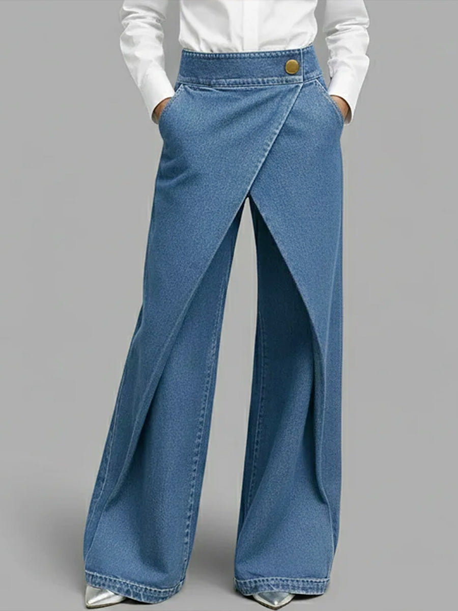 Women's High‐Waisted Relaxed Wide‐Leg Denim Jeans — Everyday Comfort