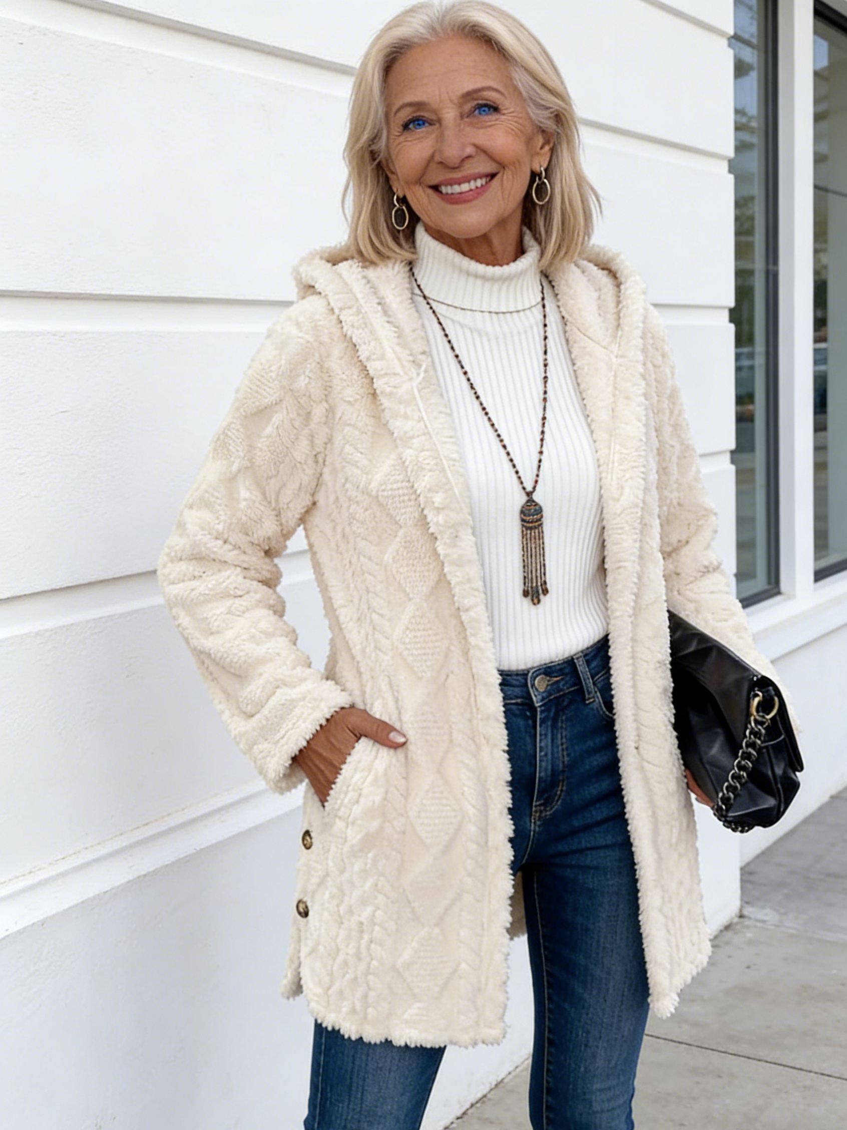 Hooded Solid Color Cardigan Button Long Sleeve Casual Jacket