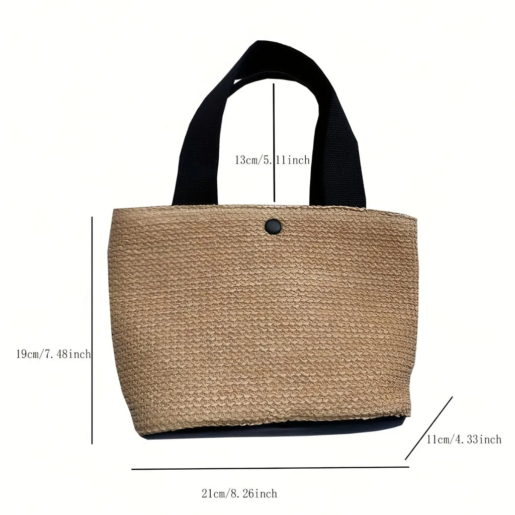 Vintage Straw Woven Handbags, Boho Style Summer Beach Bag, Women's Braided Tote Bag For Travel Picnic
