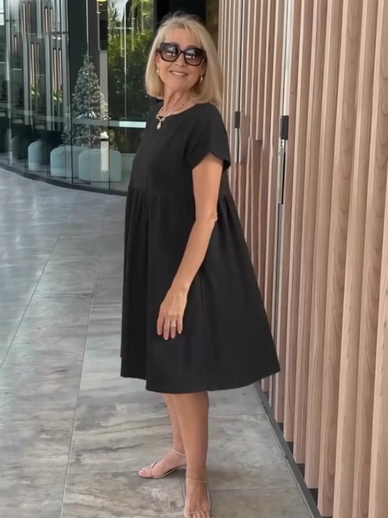 Cotton and Linen A-shaped Skirt Pocket Dress