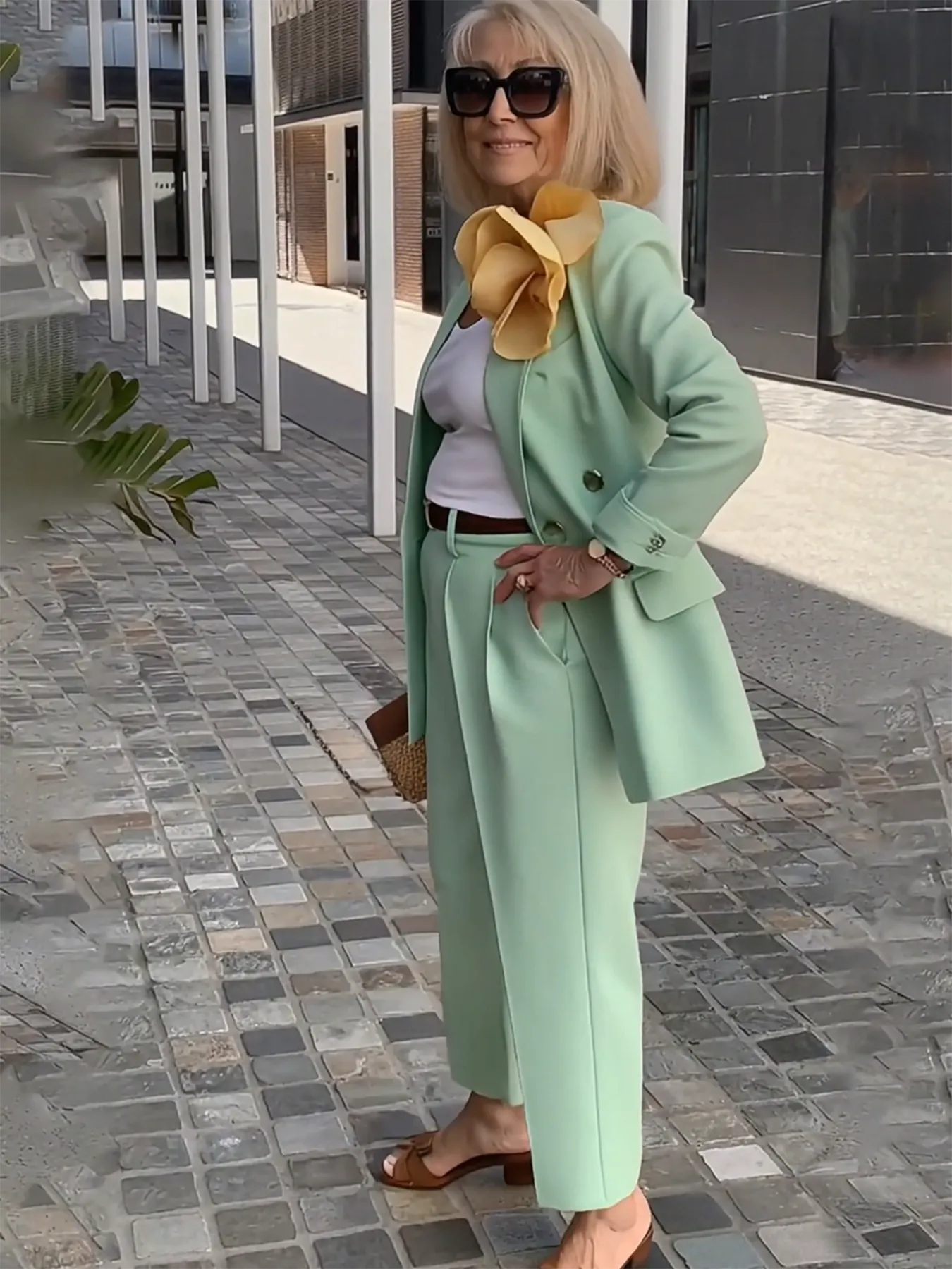 2Pcs Elegant Suit Pants Two-Piece Suit Jacket