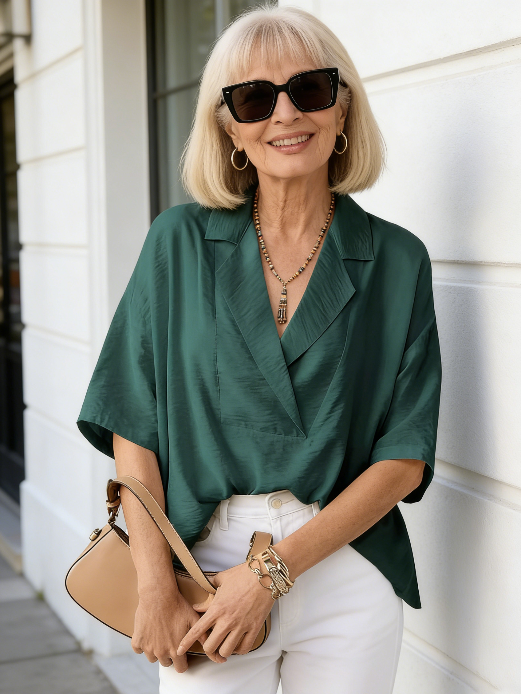Cotton and Linen Short-sleeved Lapel Casual Loose Top Solid Color Shirt