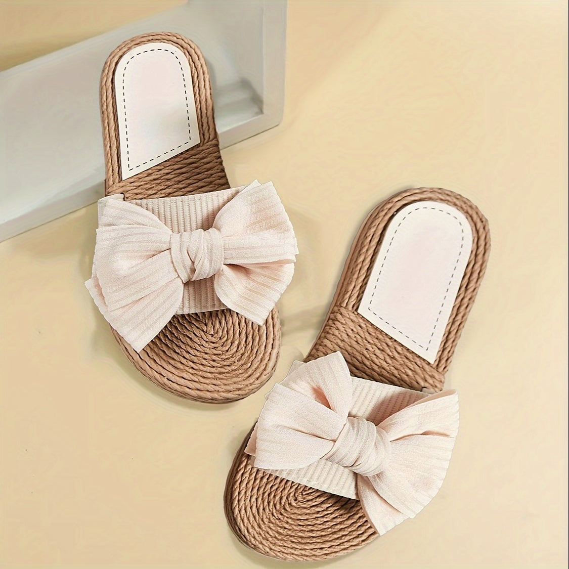 Sunset Strolls, Women's Chic Bowknot Slide Sandals - Open Toe, Flat Heel, Casual Beach & Outdoor Shoes with EVA Sole