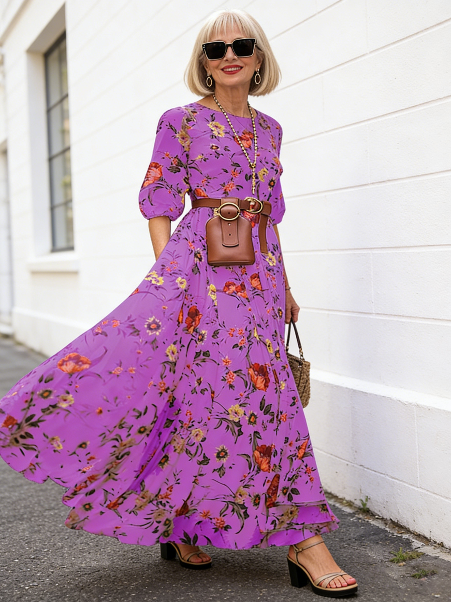Bohemian Long Dress Printed Pendulum Temperament Chiffon Floral Slim Dress