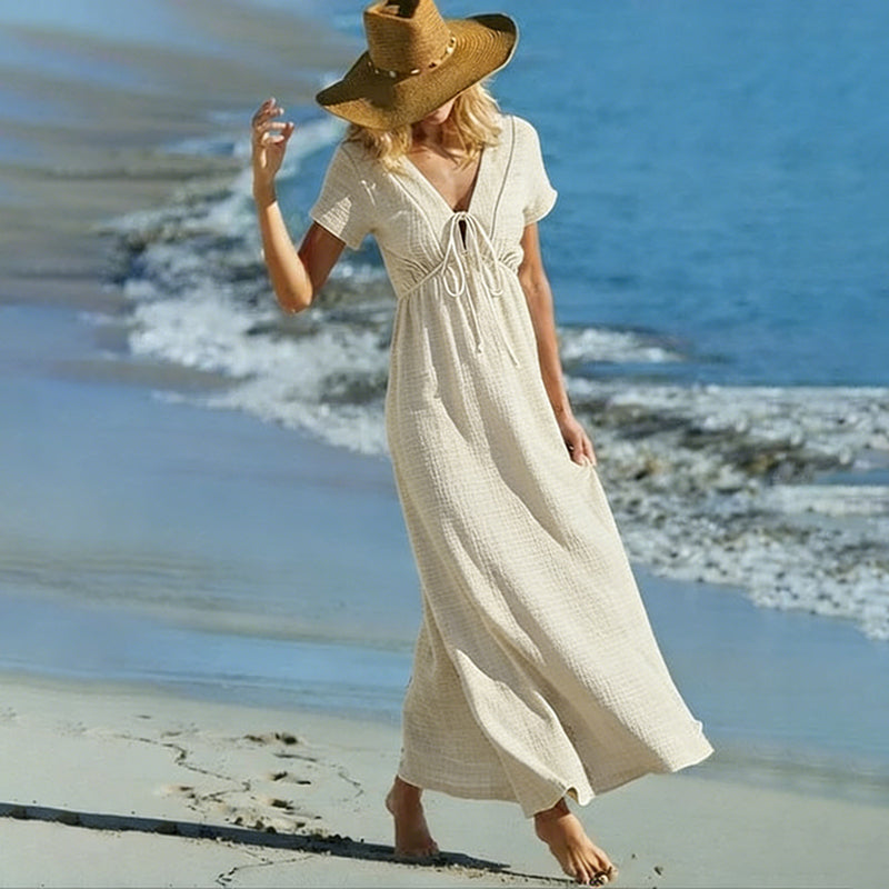 Casual Boho Strap Design Cotton Linen Cozy Dress