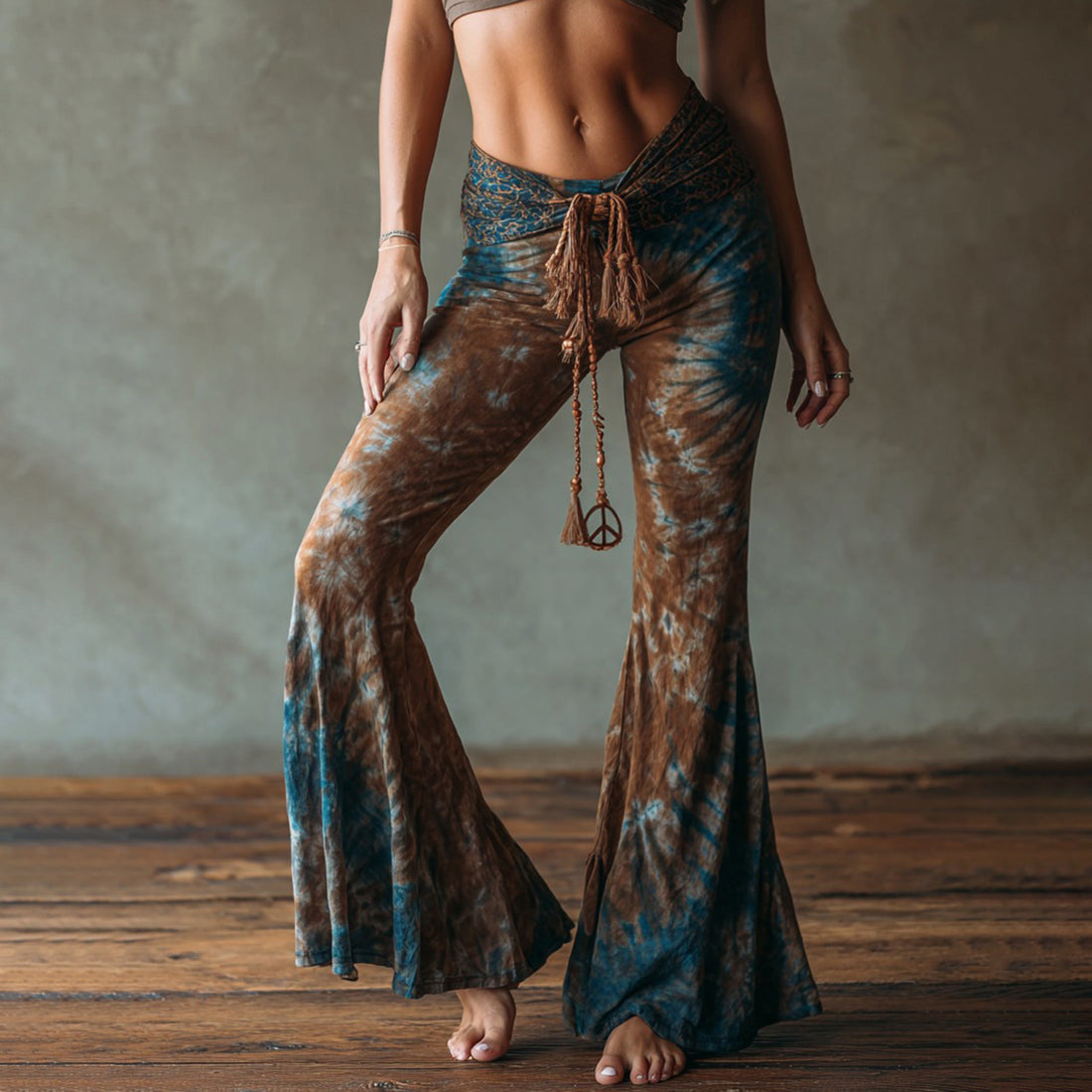 Women's Hippie Tie-dye Pattern Flare Yoga Pants