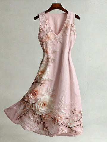 Women's Retro Bohemian Floral Pattern Casual Sleeveless Dress
